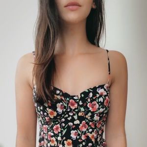 Contrast Black and Bright Floral Romper